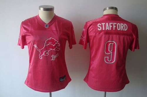 Lions #9 Matthew Stafford Pink 2011 Women's Fem Fan NFL Jersey - Click Image to Close